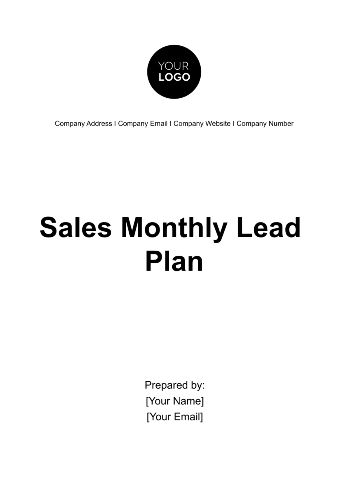 Free Sales Monthly Lead Plan Template