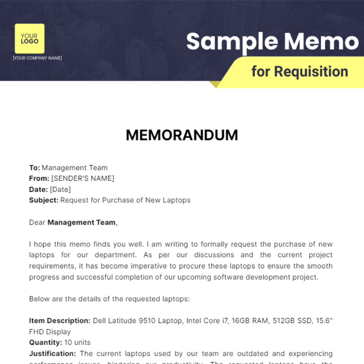 Sample Memo for Requisition - Edit Online & Download