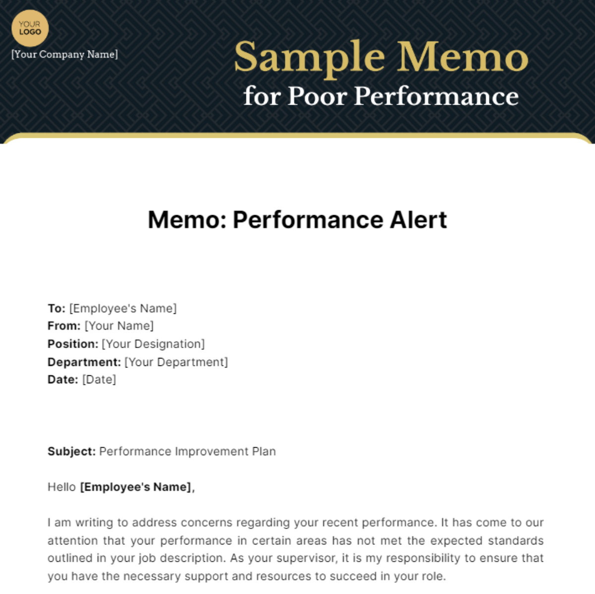 Sample Memo for Poor Performance - Edit Online & Download