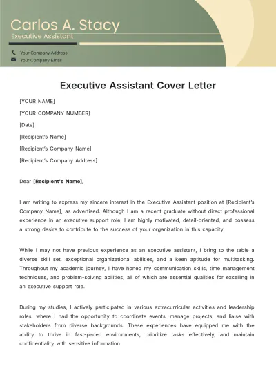 Free Executive Assistant Cover Letter Template to Edit Online