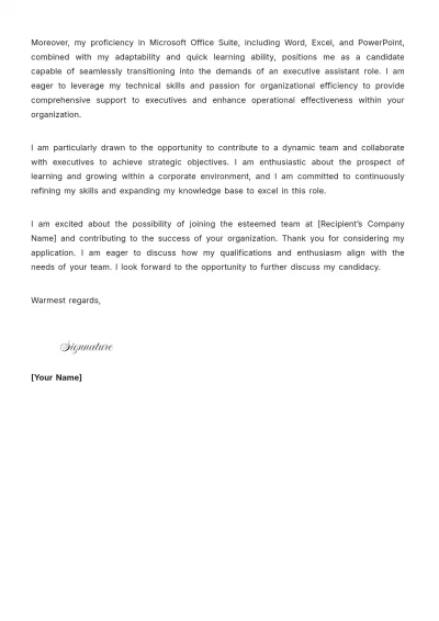 Free Executive Assistant Cover Letter Template to Edit Online