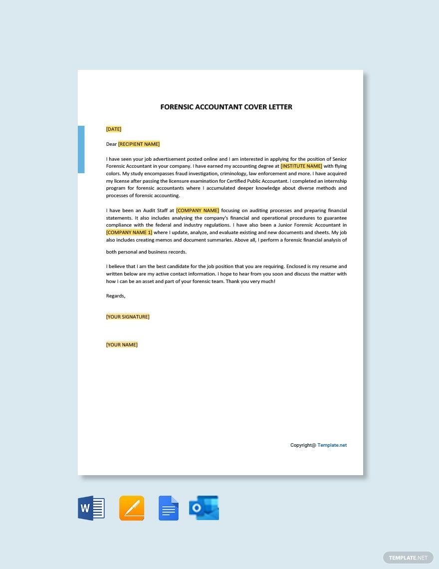 Forensic Accountant Cover Letter Template