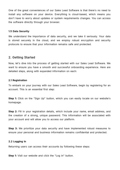 Free Sales Lead Software User Guide Template to Edit Online