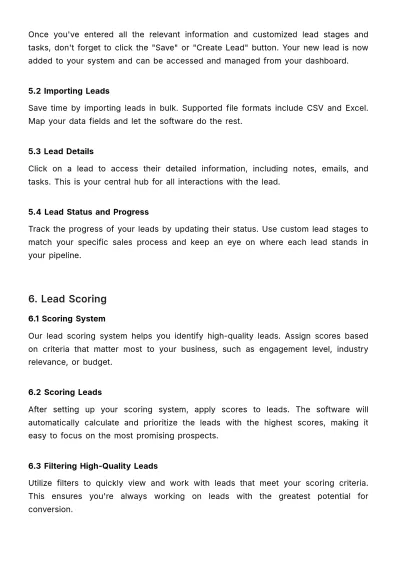 Free Sales Lead Software User Guide Template to Edit Online
