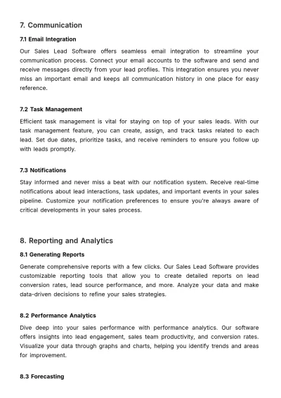 Free Sales Lead Software User Guide Template to Edit Online