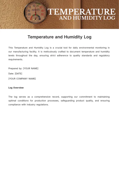 Free Temperature and Humidity Log Template to Edit Online