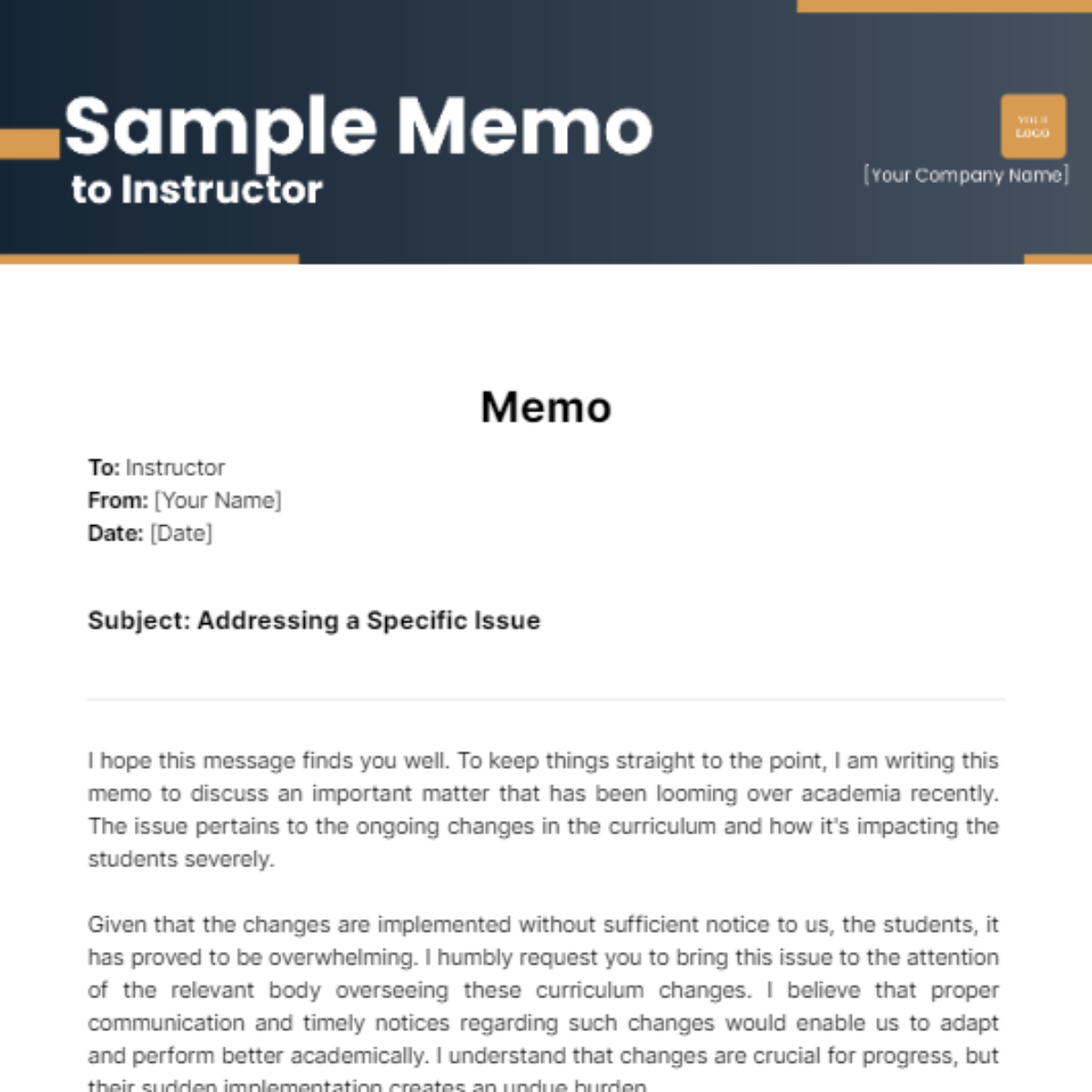 Sample Memo to Instructor - Edit Online & Download