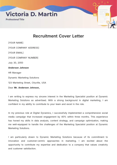 Free Recruitment Cover Letter Template to Edit Online