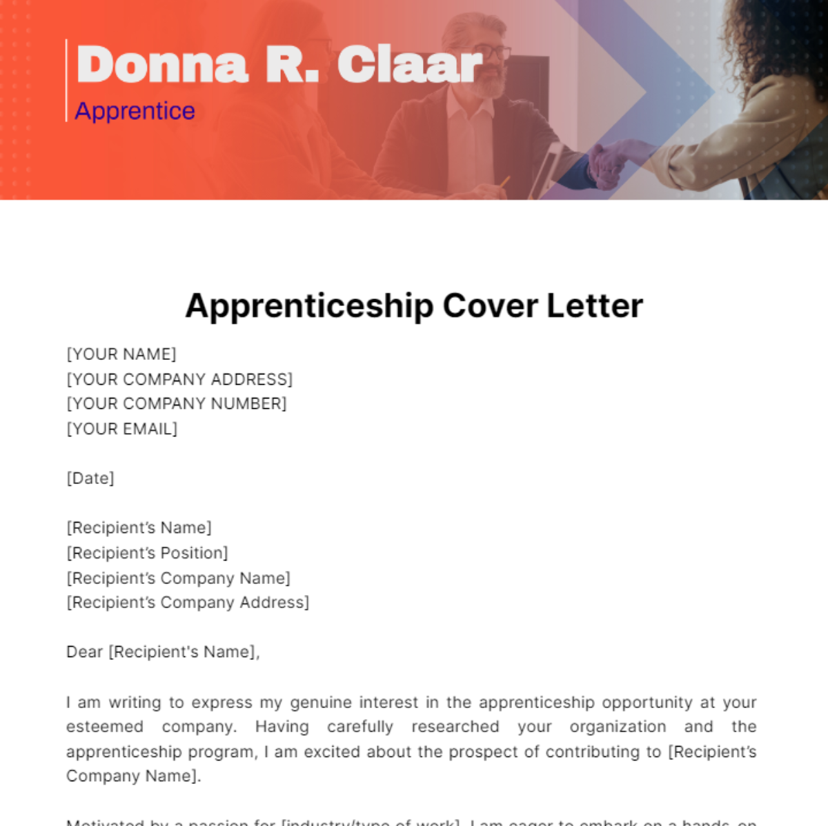 Apprenticeship Cover Letter Template