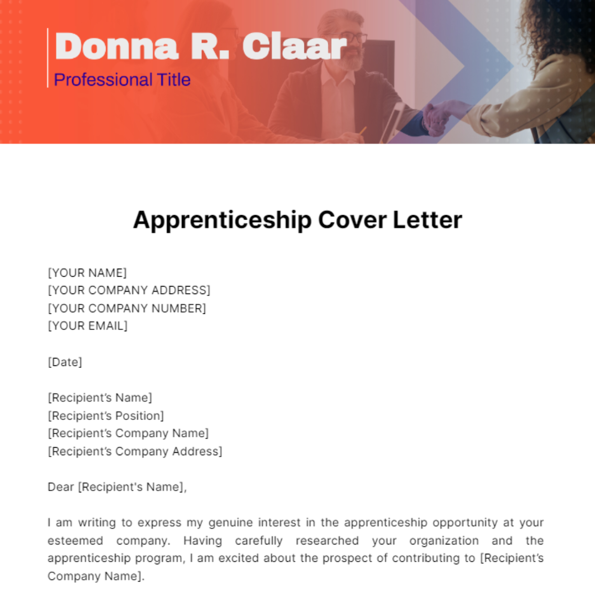 Apprenticeship Cover Letter Template