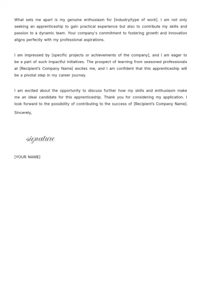 Free Apprenticeship Cover Letter Template to Edit Online