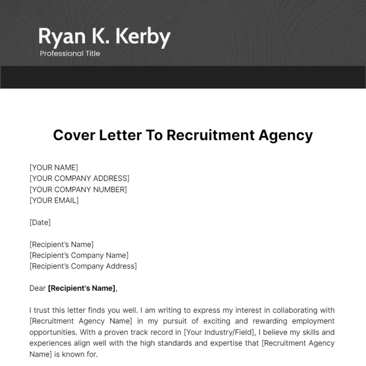 cover letter for cv to recruitment agency
