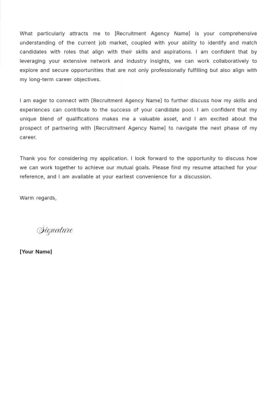 Free Cover Letter To Recruitment Agency Template to Edit Online