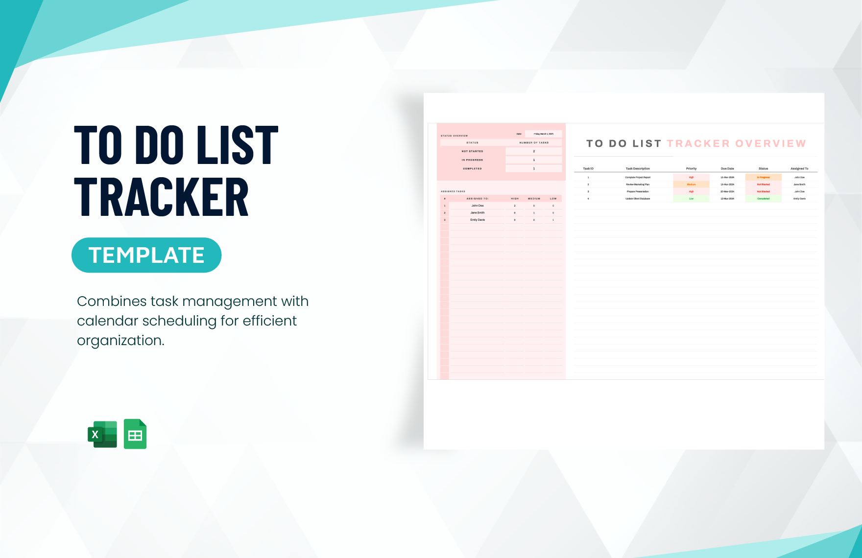 To Do List Tracker Template in Excel, Google Sheets