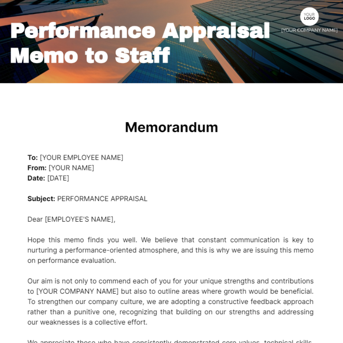 Performance Appraisal Memo to Staff - Edit Online & Download