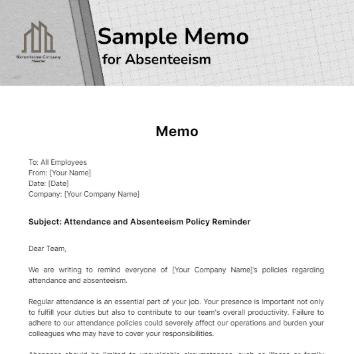 Sample Memo for Absenteeism - Edit Online & Download