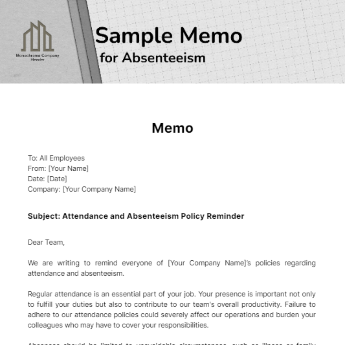 Free Sample Memo For Absenteeism Template Edit Online Download