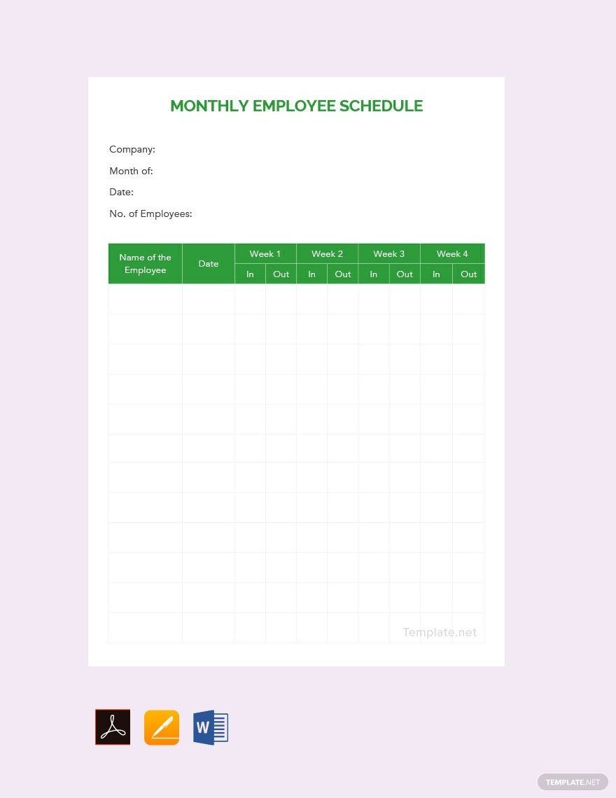 Monthly Schedules