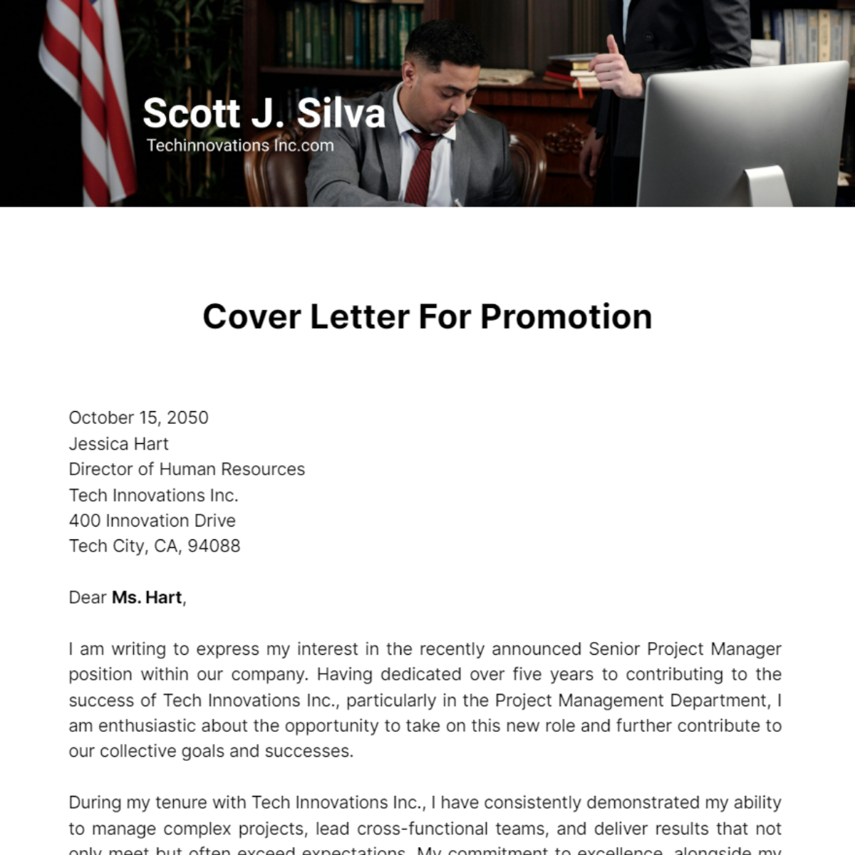 Cover Letter For Promotion Template