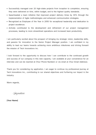 Free Printable Cover Letter For Promotion Template to Edit Online
