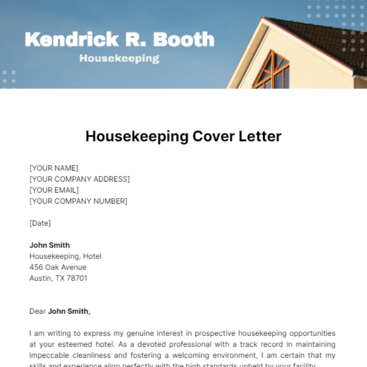 Housekeeping Cover Letter Template