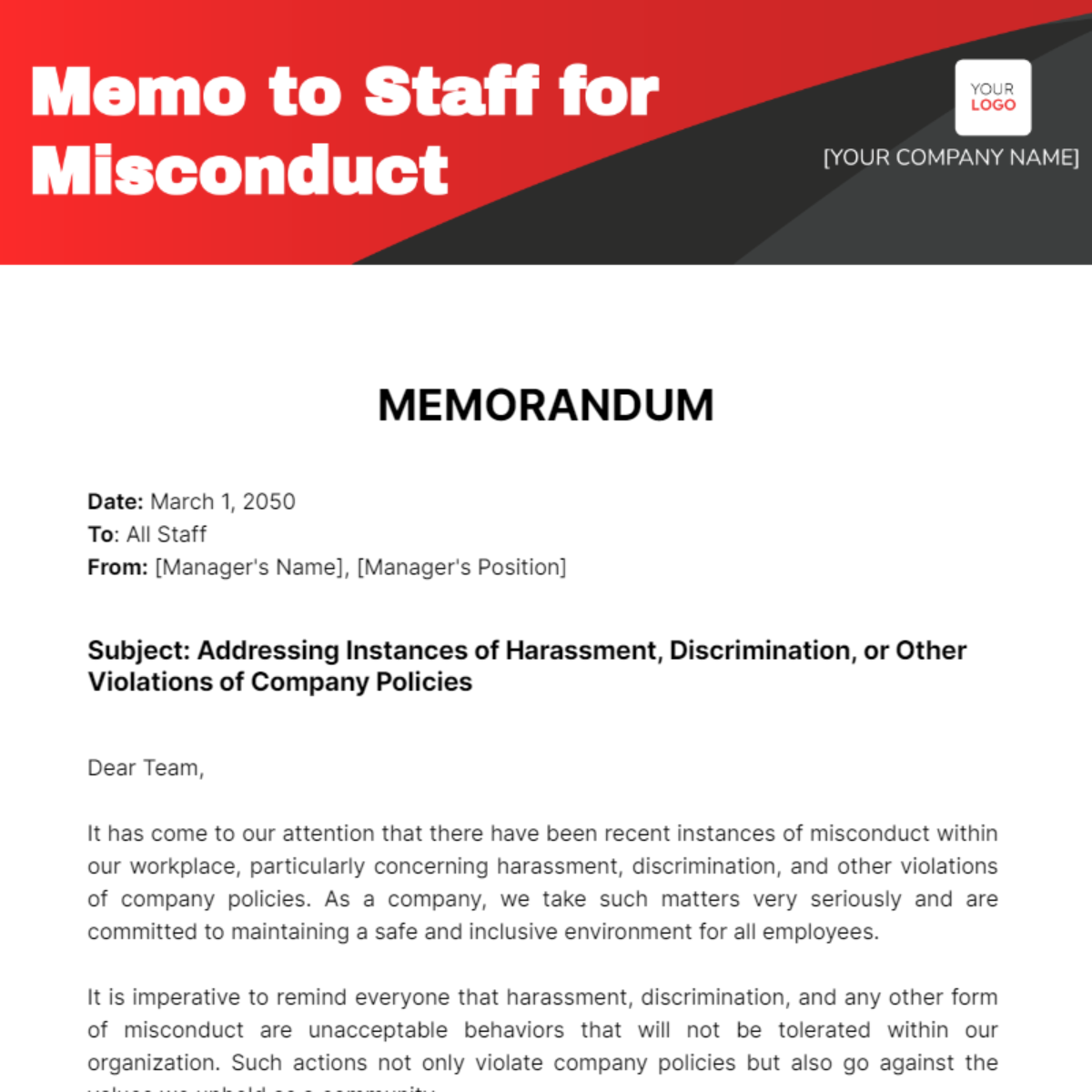 Memo to Staff for Misconduct - Edit Online & Download