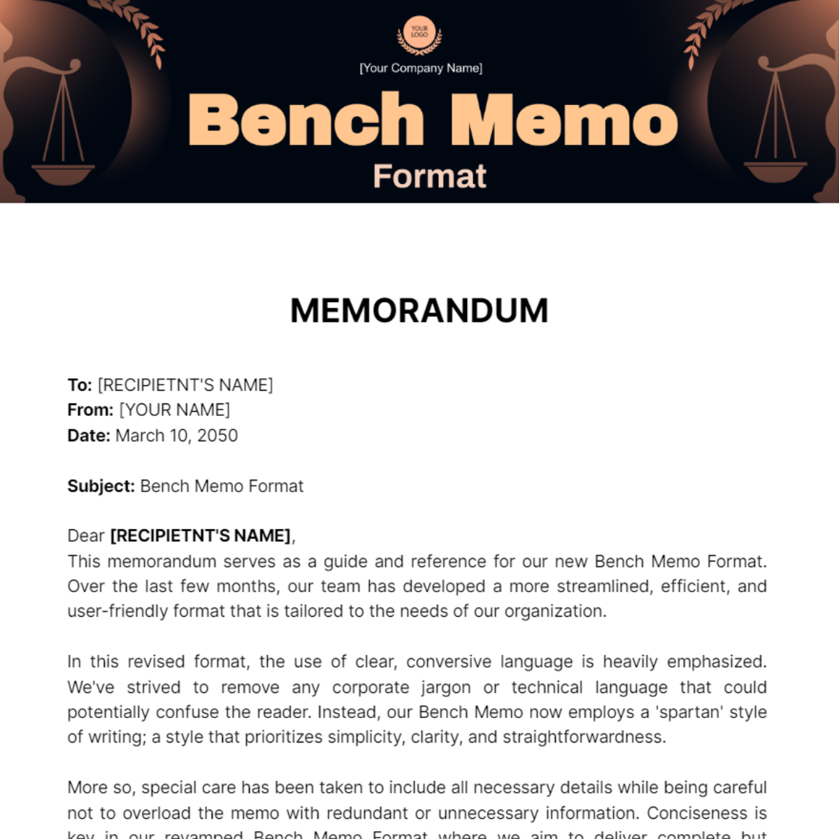 Free Bench Memo Format