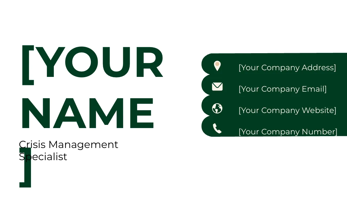 Free Crisis Management Specialist Business Card Template to Edit Online