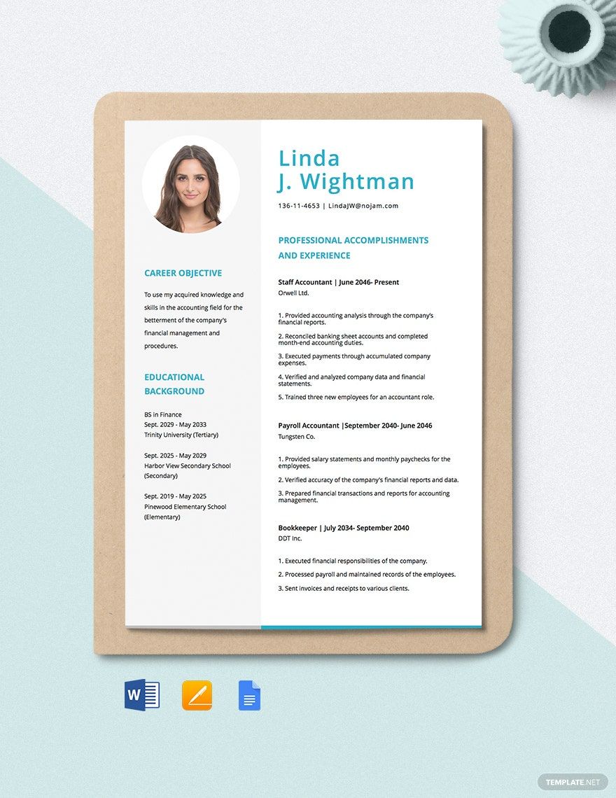 Staff Accountant Resume in Word, Google Docs, Apple Pages