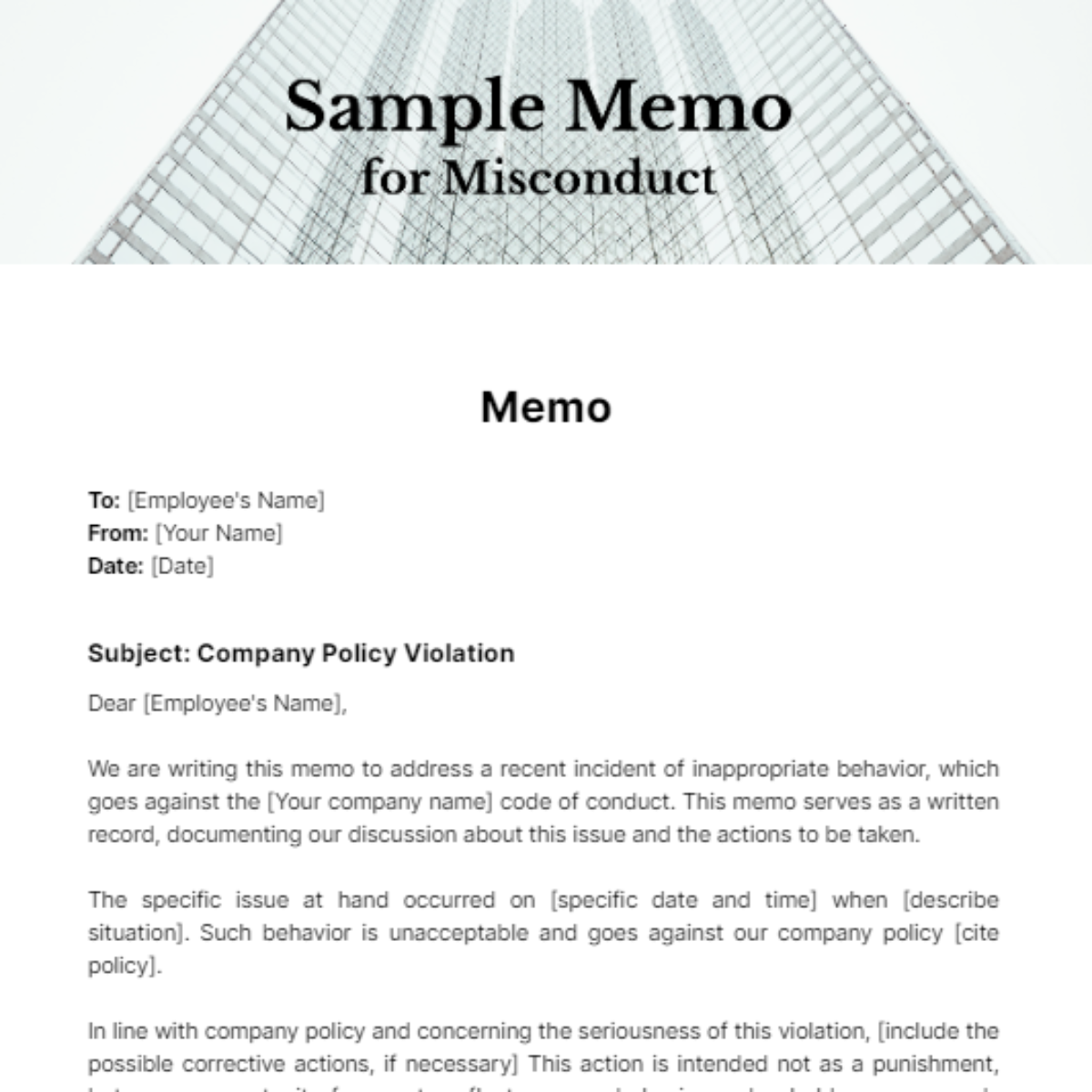 Sample Memo for Misconduct