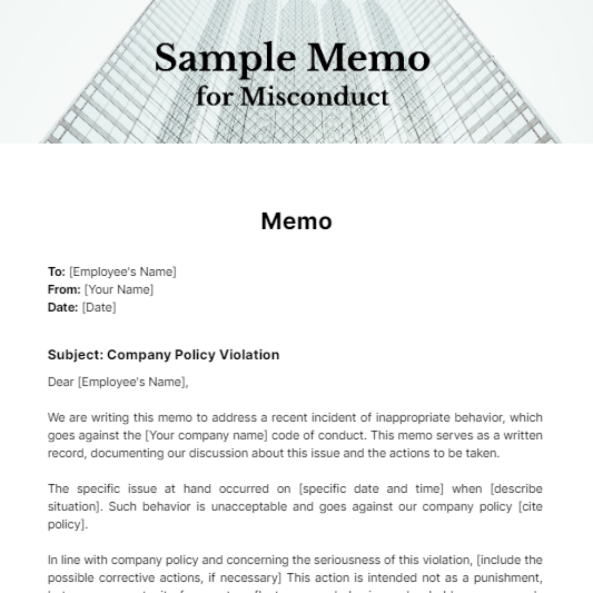 Sample Memo for Misconduct - Edit Online & Download