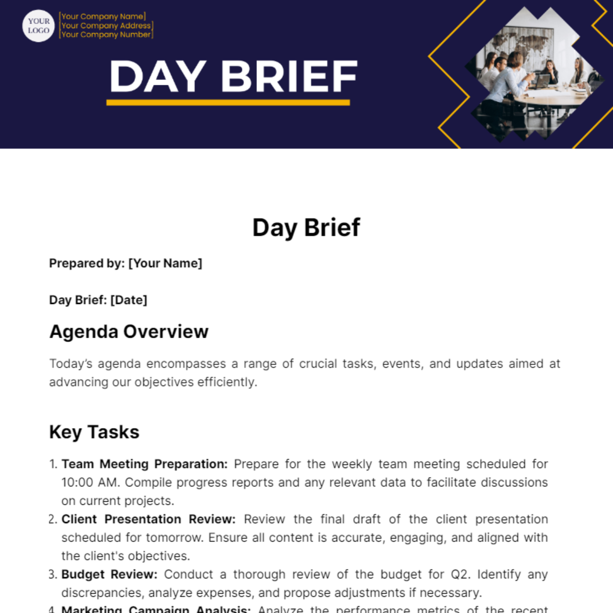 Day Brief Template