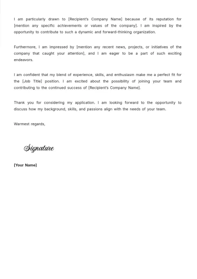 Free One Page Cover Letter Template to Edit Online