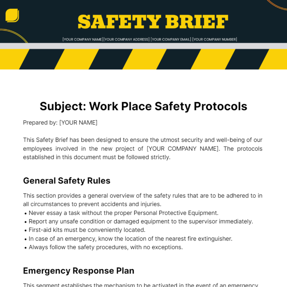 Safety Brief Template - Edit Online & Download Example
