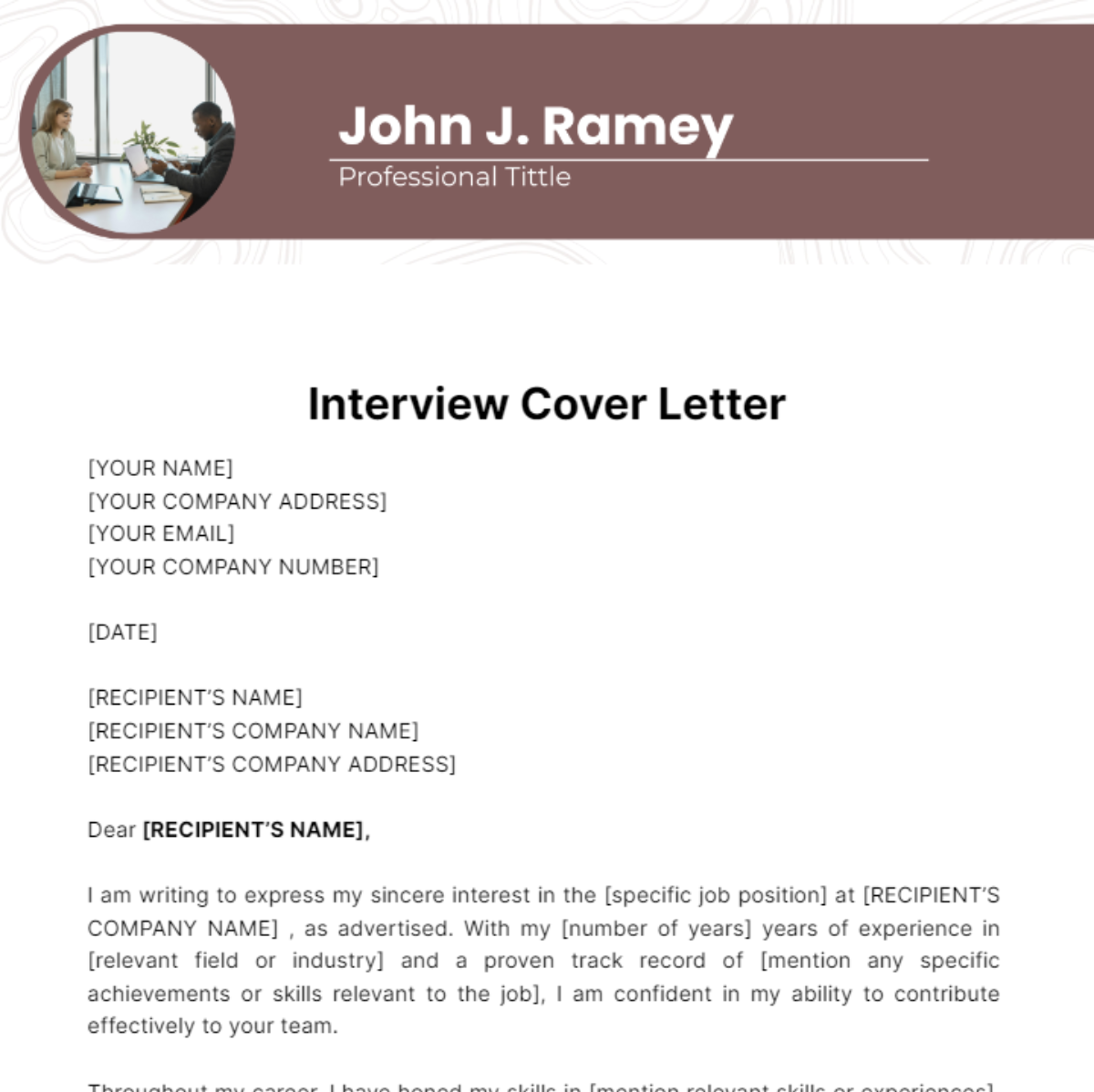 Interview Cover Letter Template