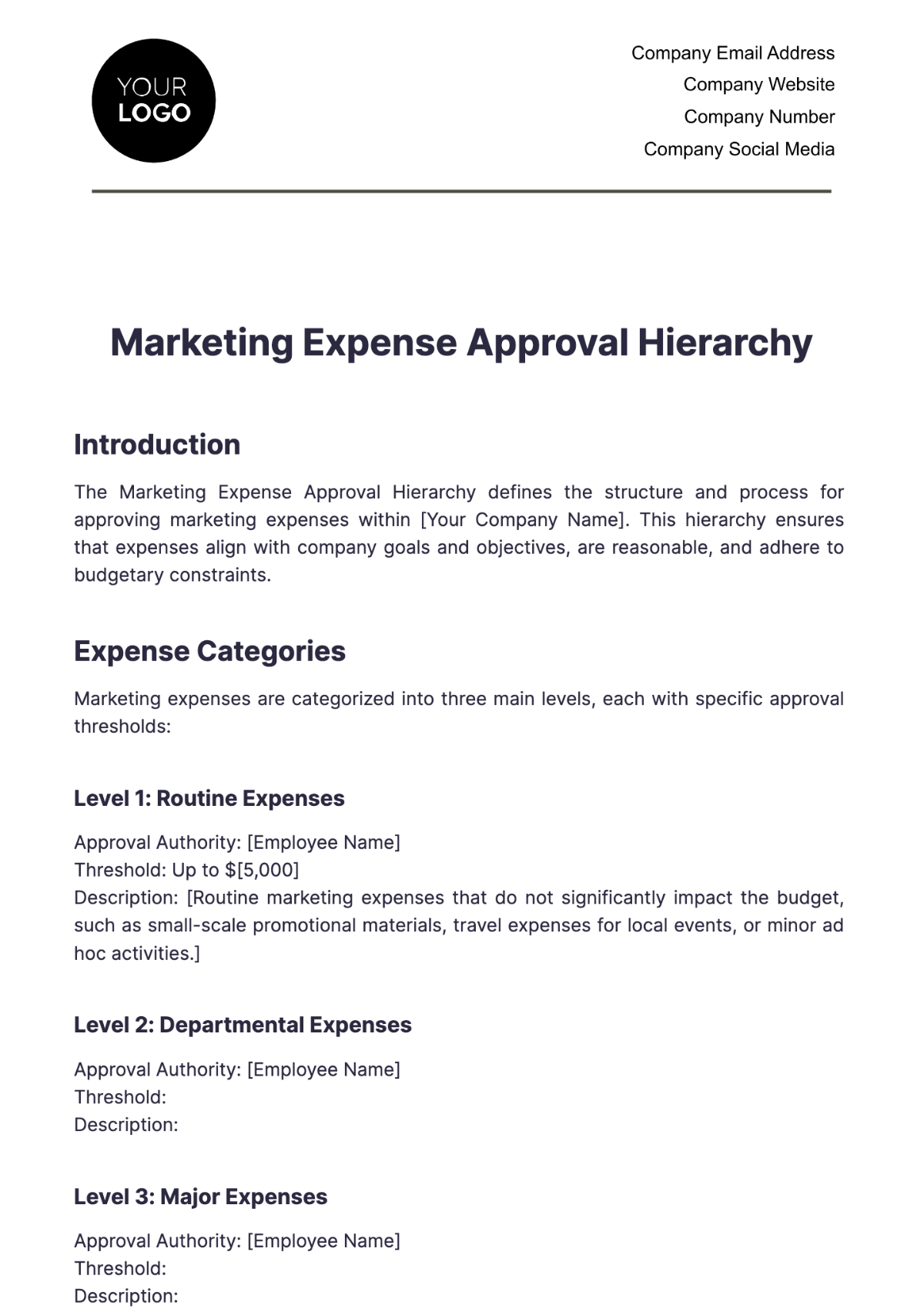 Marketing Expense Approval Hierarchy Template - Edit Online & Download