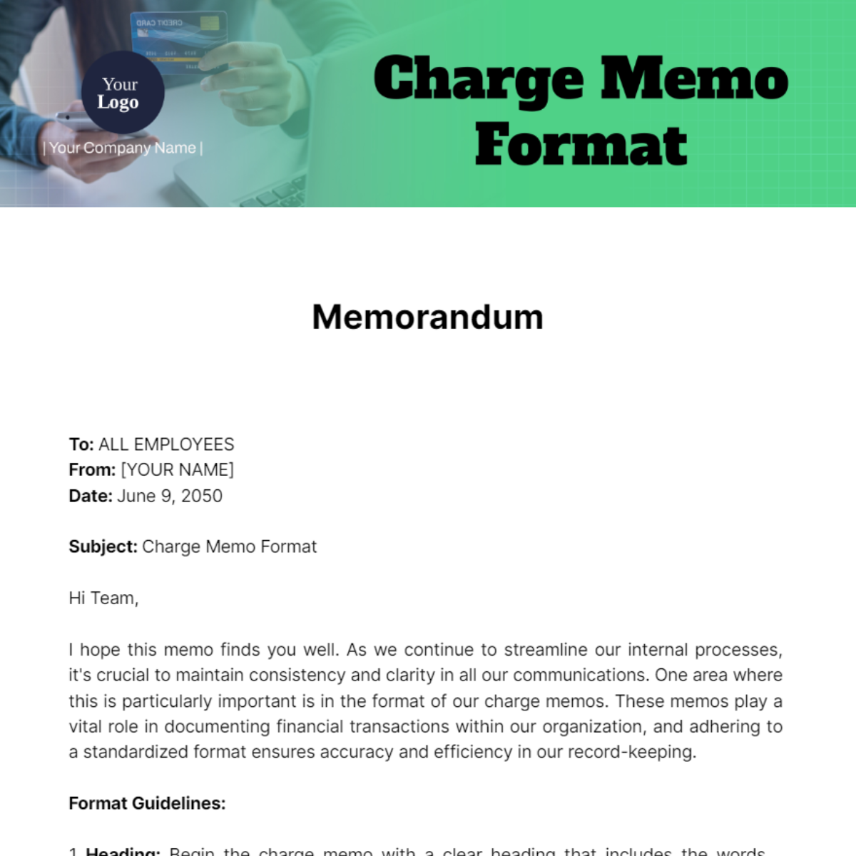 Charge Memo Format
