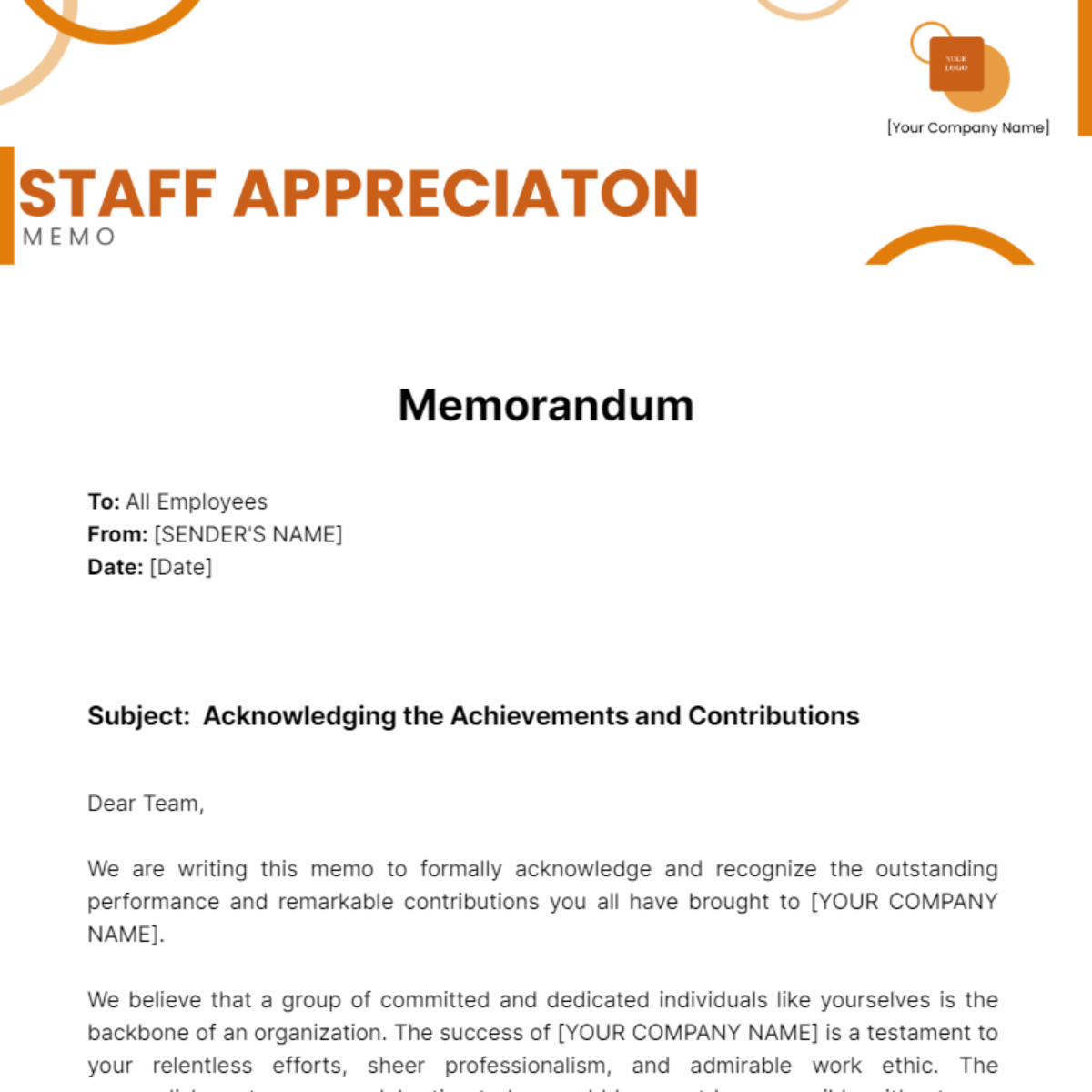 Staff Appreciation Memo - Edit Online & Download