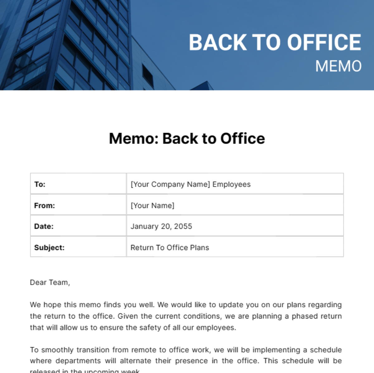 Back to Office Memo