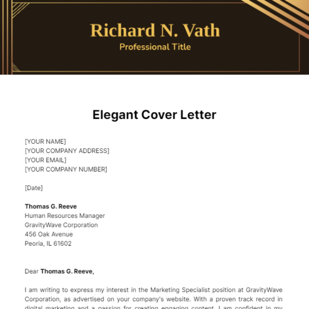 Elegant Cover Letter Template