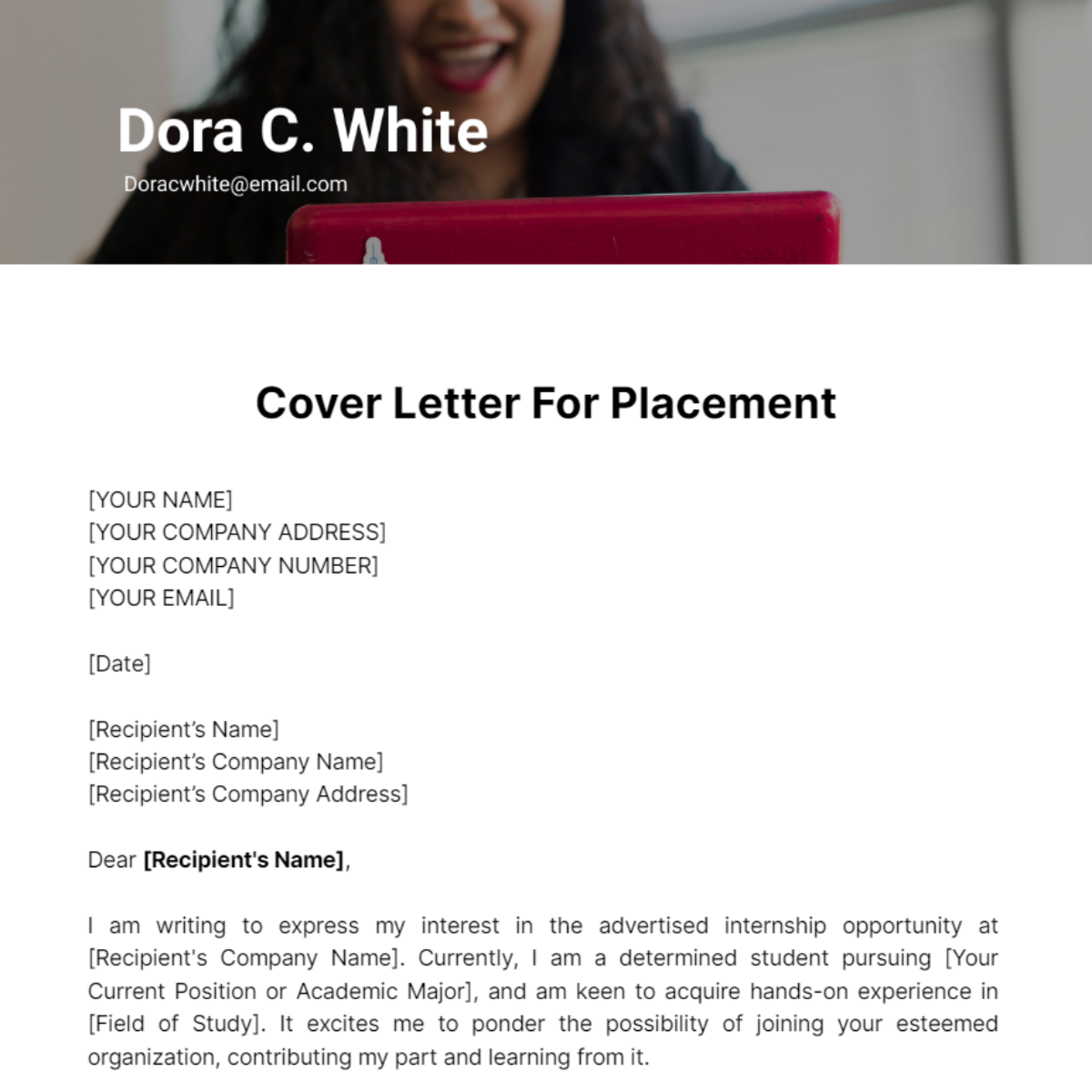Cover Letter For Placement Template