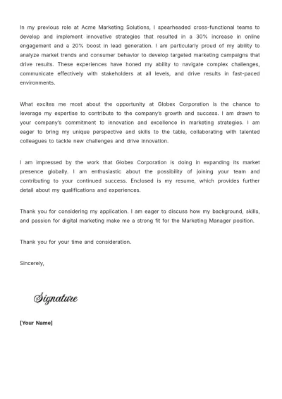 Free MBA Cover Letter Template to Edit Online