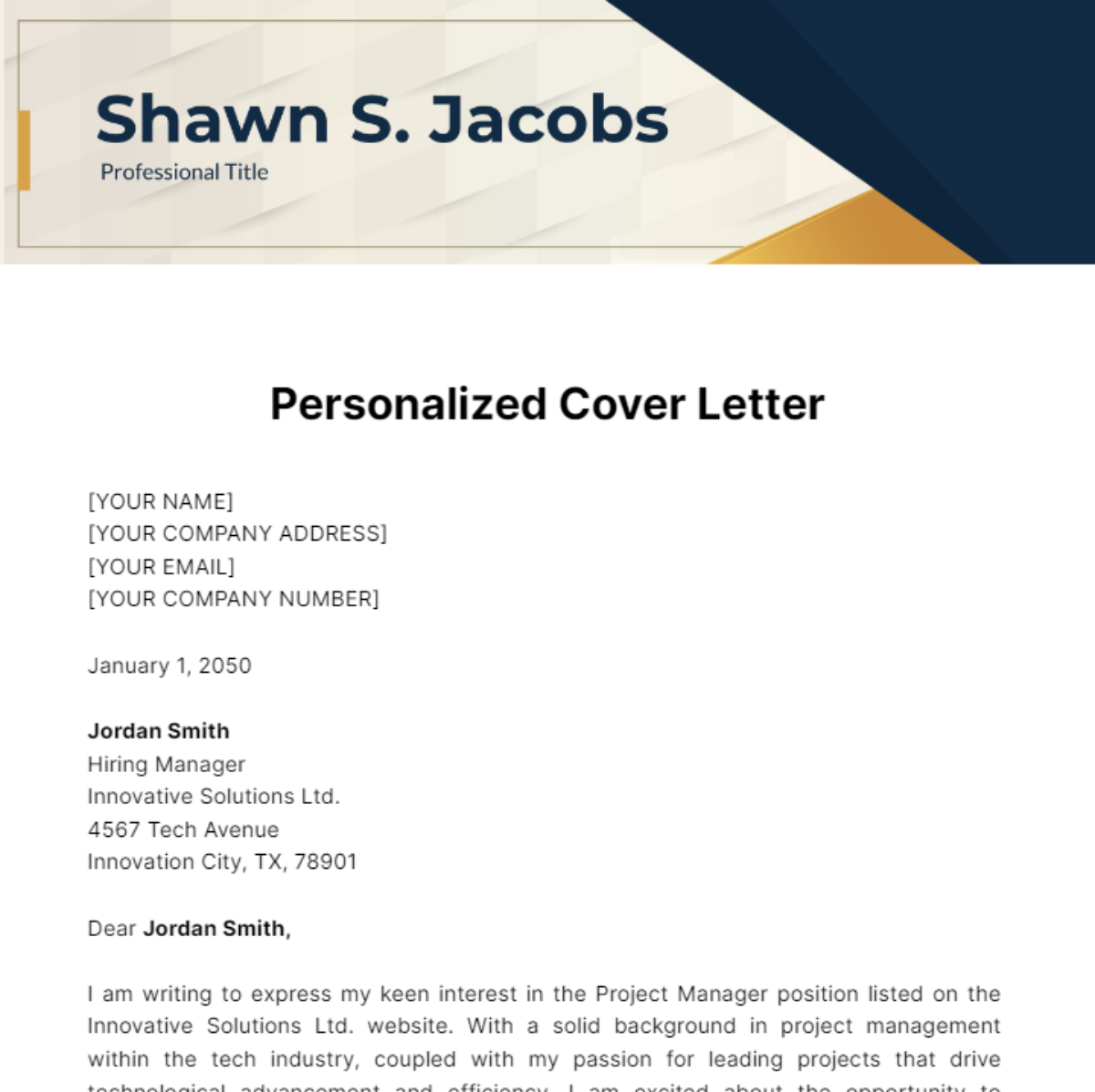 Personalized Cover Letter Template
