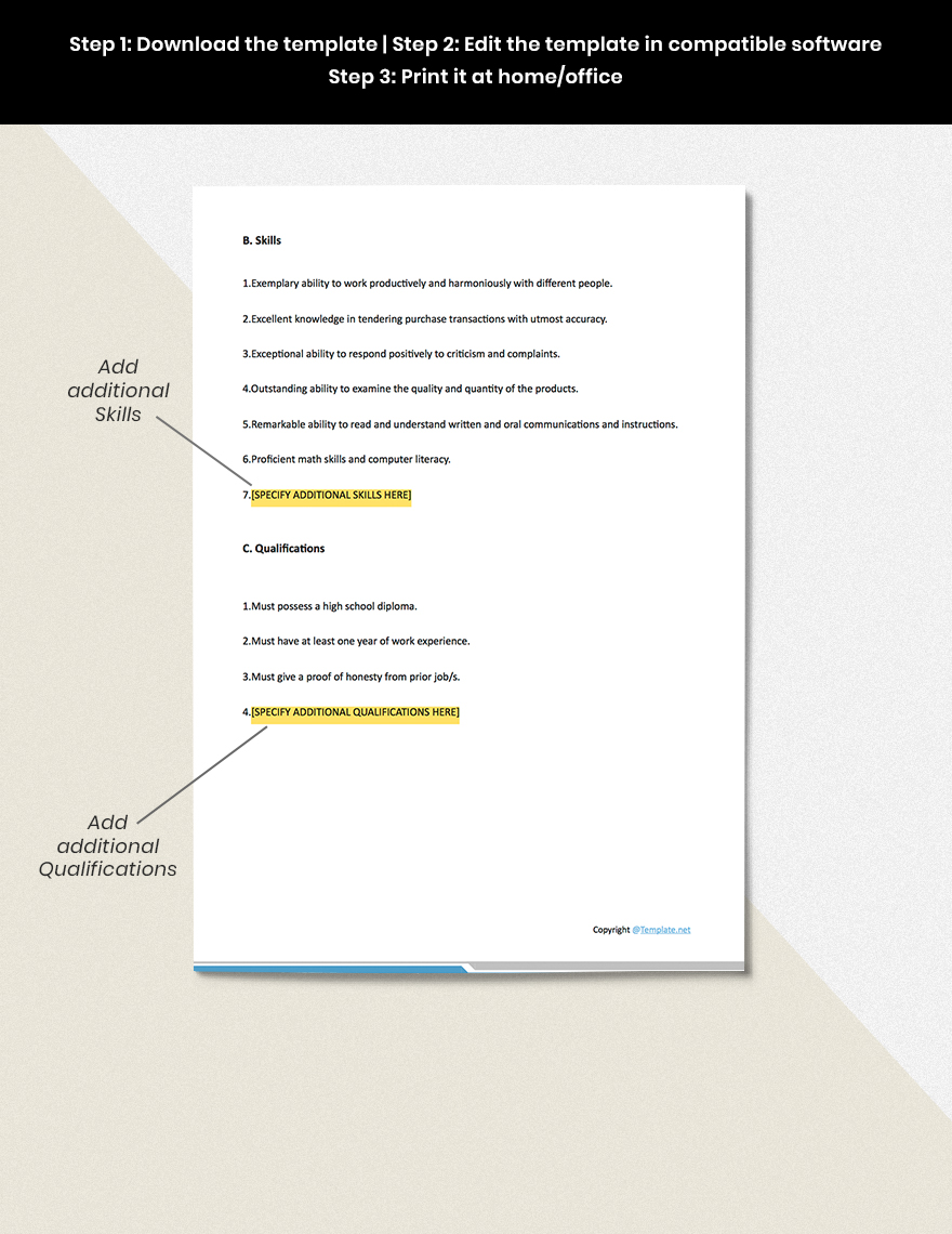 Customer Service Cashier Job Ad Description Template Google Docs Word Apple Pages PDF 