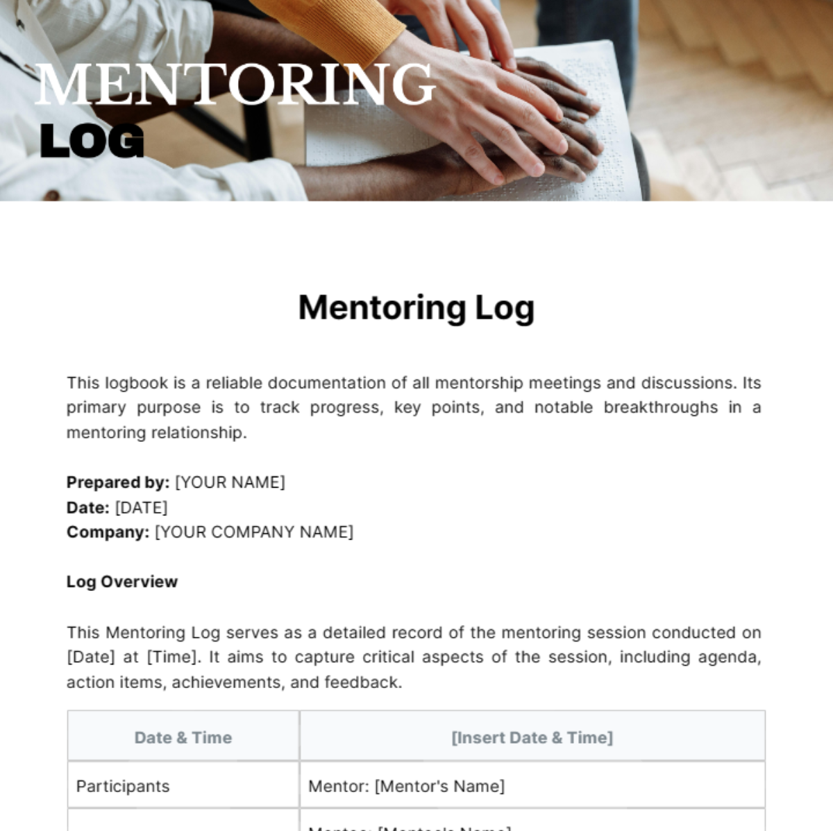 Free Mentoring Log Template