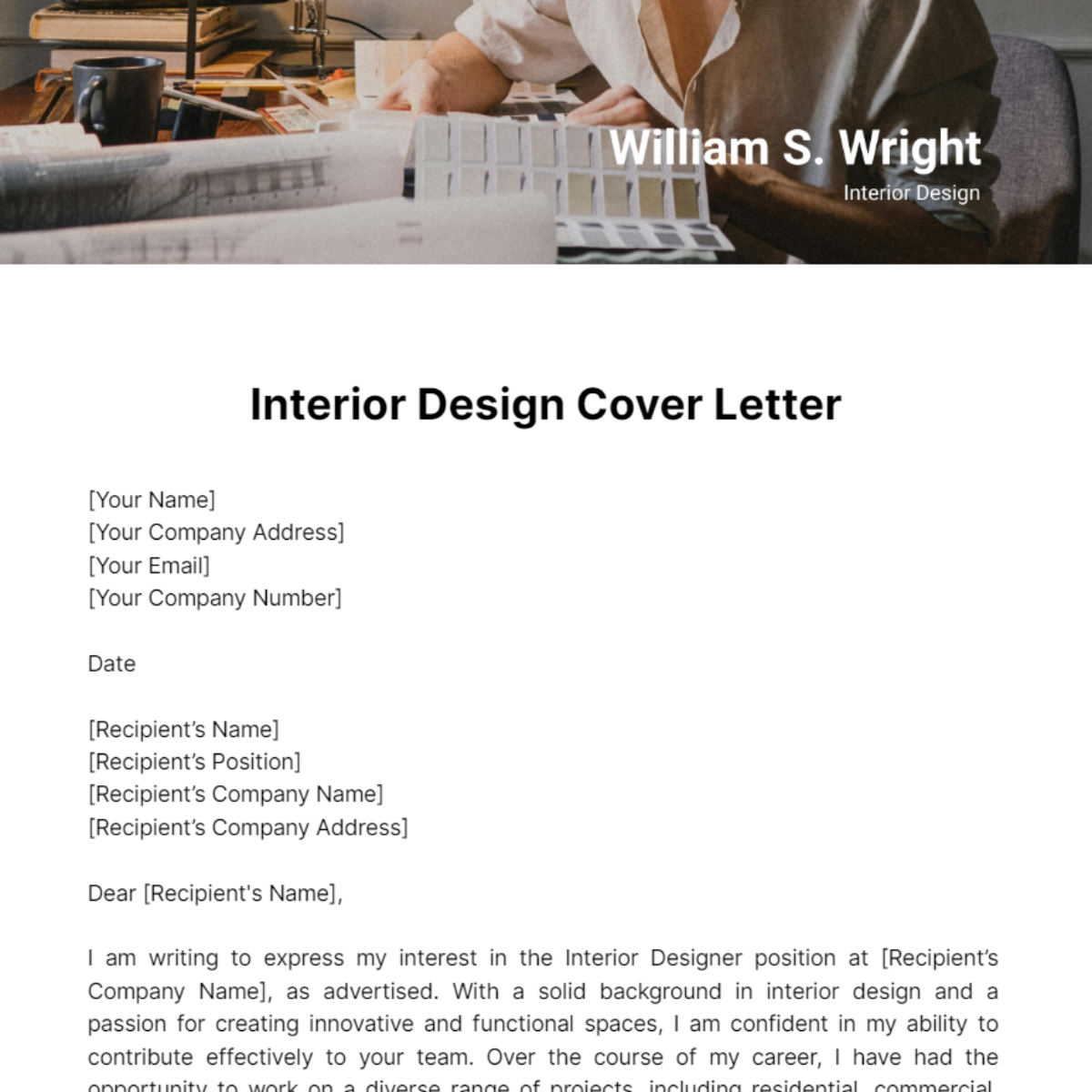 Interior Design Cover Letter Template