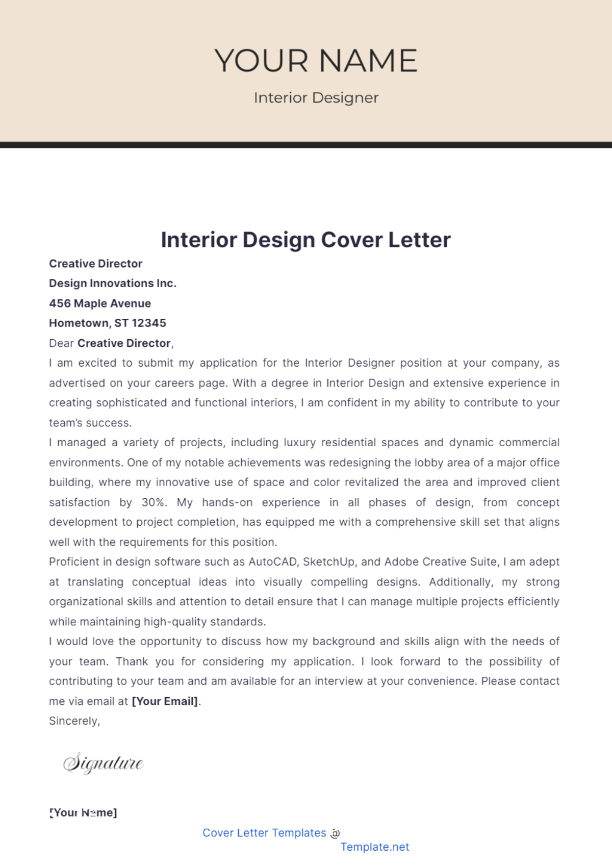 Interior Design Cover Letter