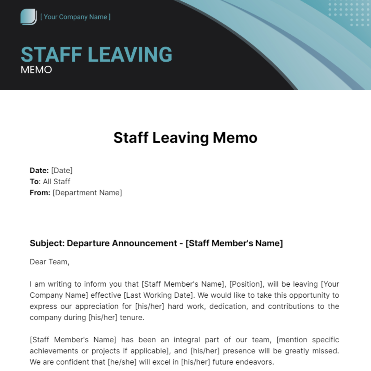 Staff Leaving Memo