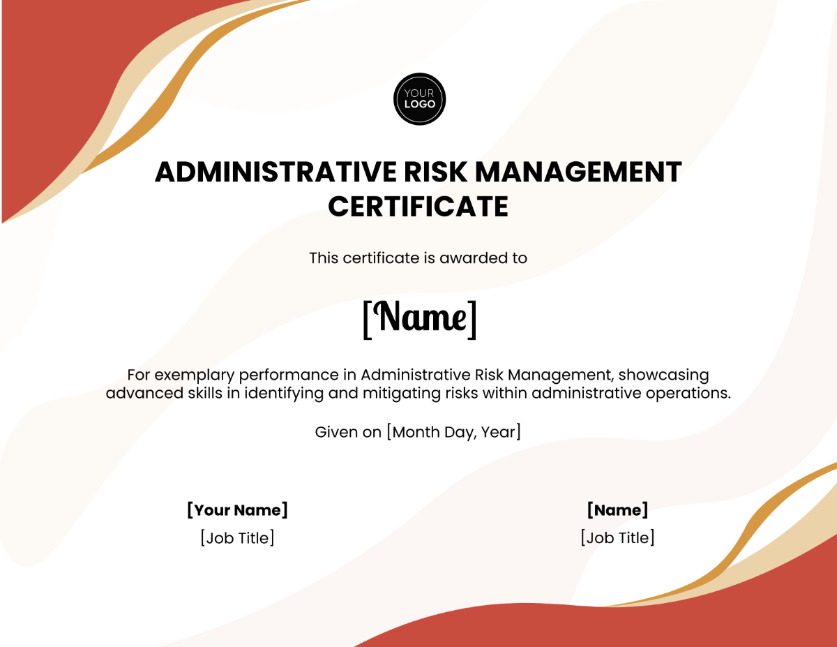 Administrative Risk Management Certificate Template