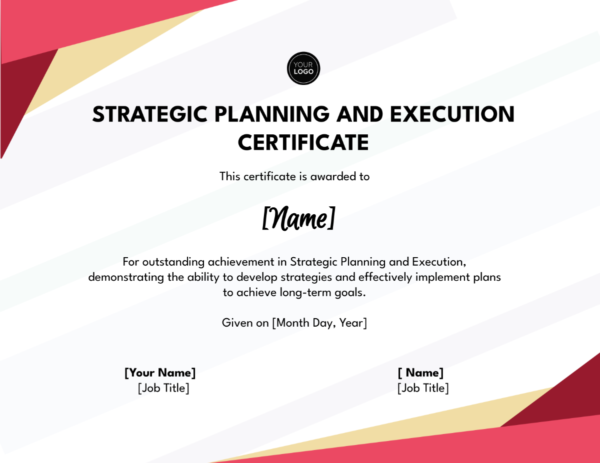 Strategic Planning and Execution Certificate Template